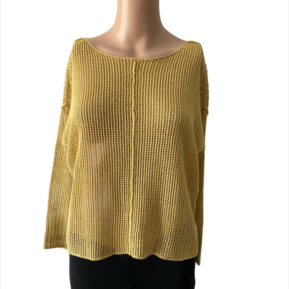 Eileen Fisher Mustard Organic Linen Size XXS Sweater
